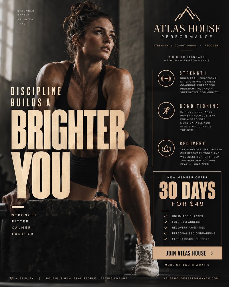 Atlas House Performance fitness poster design