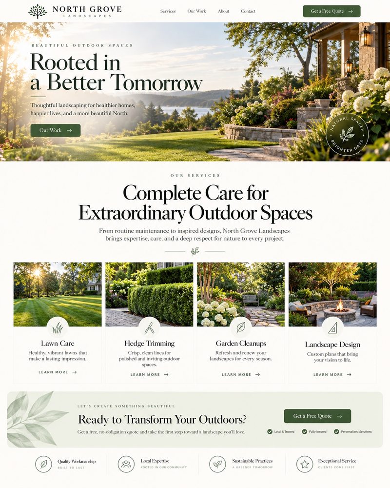 North Grove Landscapes editorial service design