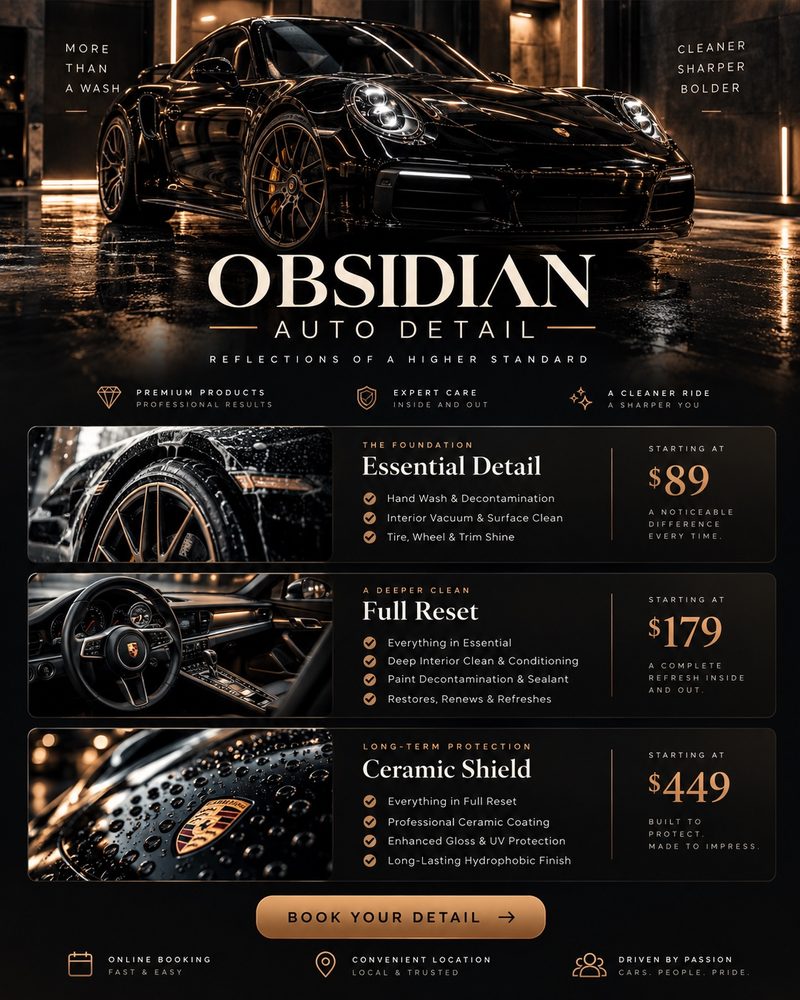 Obsidian Auto Detail premium automotive design